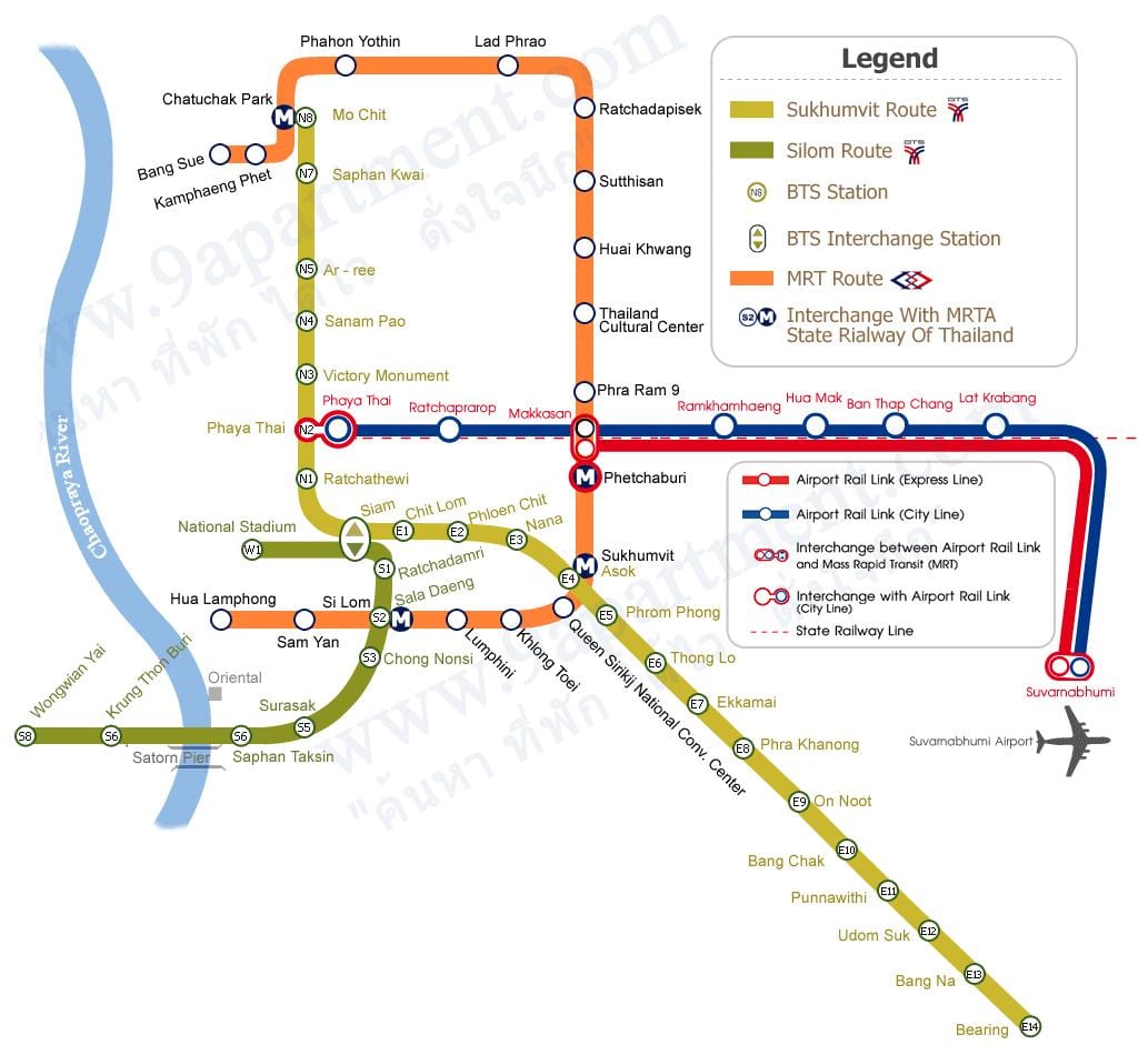 mrt bts بینکاک نقشہ