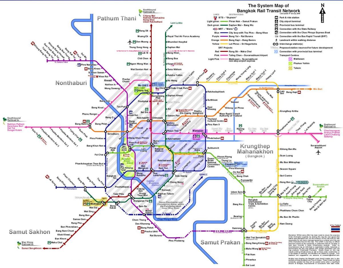 بینکاک ٹرین لائن کا نقشہ