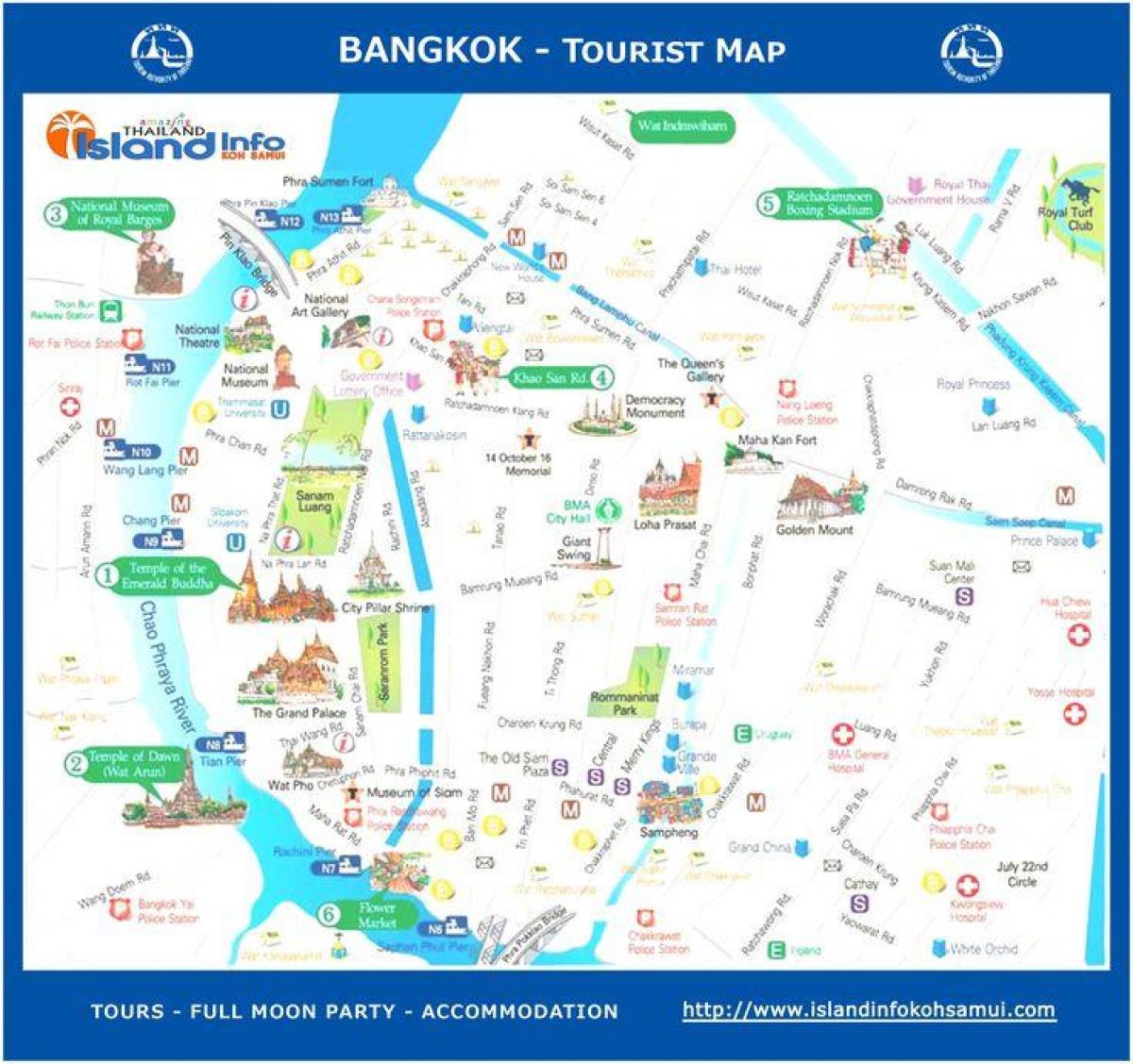 بینکاک تھائی لینڈ کے سیاحوں کی نقشہ