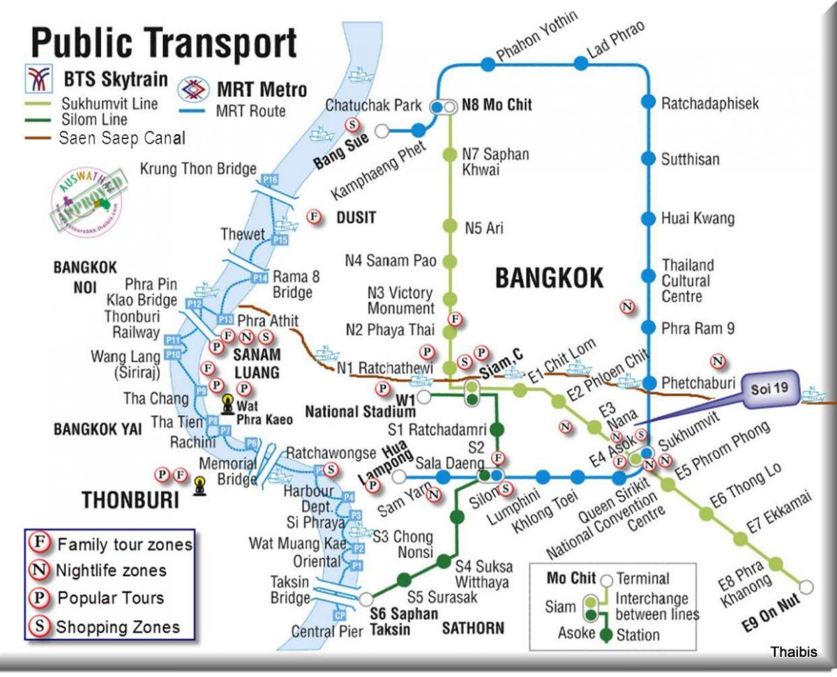 بینکاک عوامی نقل و حمل کا نقشہ