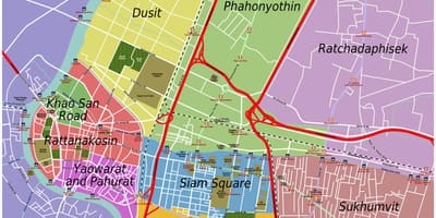 کے علاقوں بینکاک نقشہ