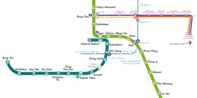 بینکاک ہوائی اڈے skytrain کی طرف اشارہ نقشہ